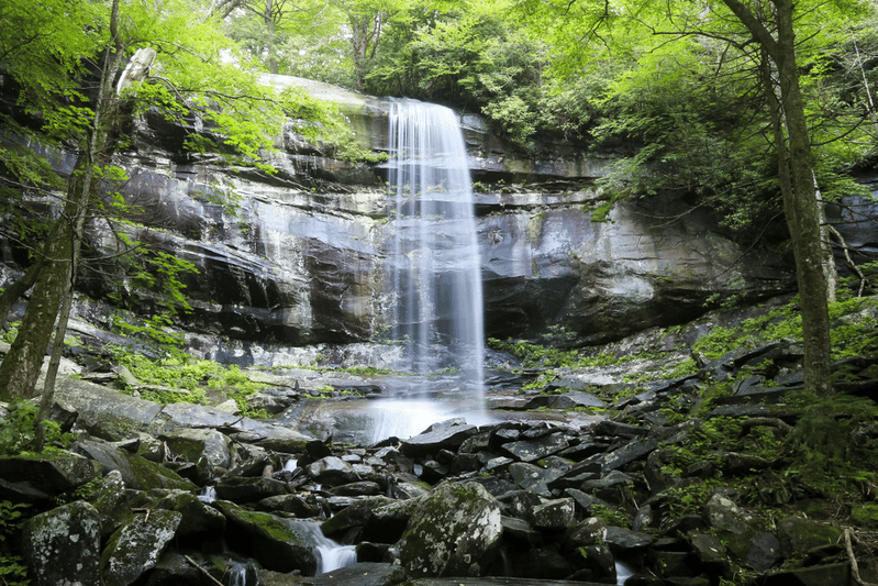 Rainbow Falls waterfall in the Smoky Mountains