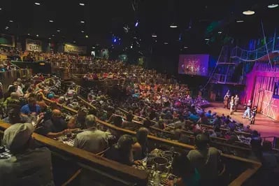 audience enjoying dinner and a show
